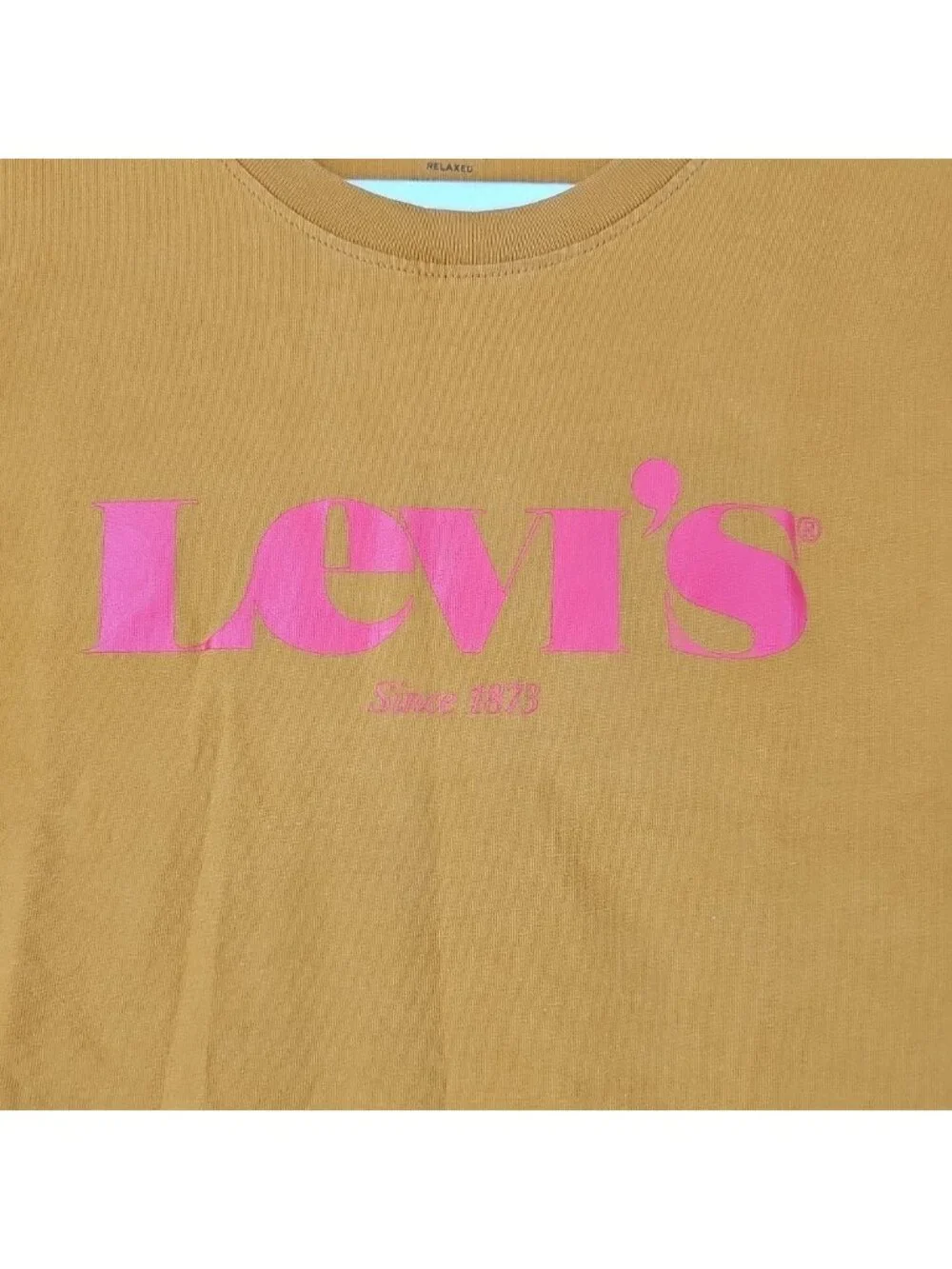 Levi's Shirt Mens Large Yellow Relaxed Crew Neck Short Sleeve Logo Graphic Tee